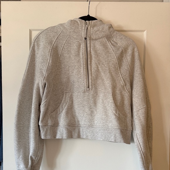 lululemon athletica Tops - Lululemon Heather Greay Quarter Zip Cropped Hoodie